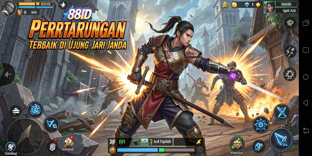 Screenshot gameplay dari pertarungan mendebarkan di 88ID.