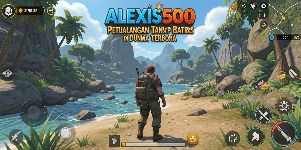 Tampilan gameplay ALEXIS500 dalam dunia terbuka yang luas.