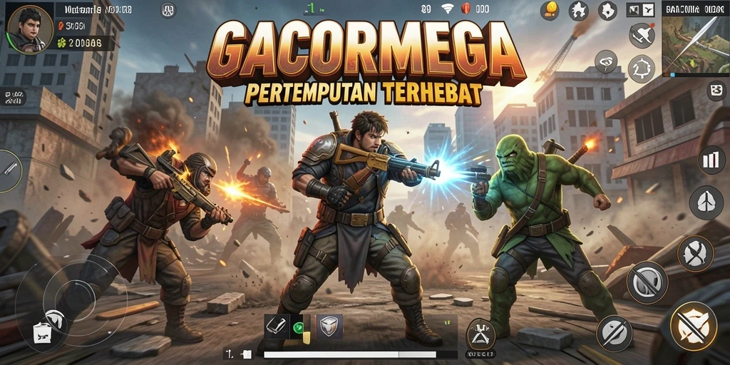 Tampilan aksi seru dalam permainan <strong>GACORMEGA</strong> saat melawan musuh.