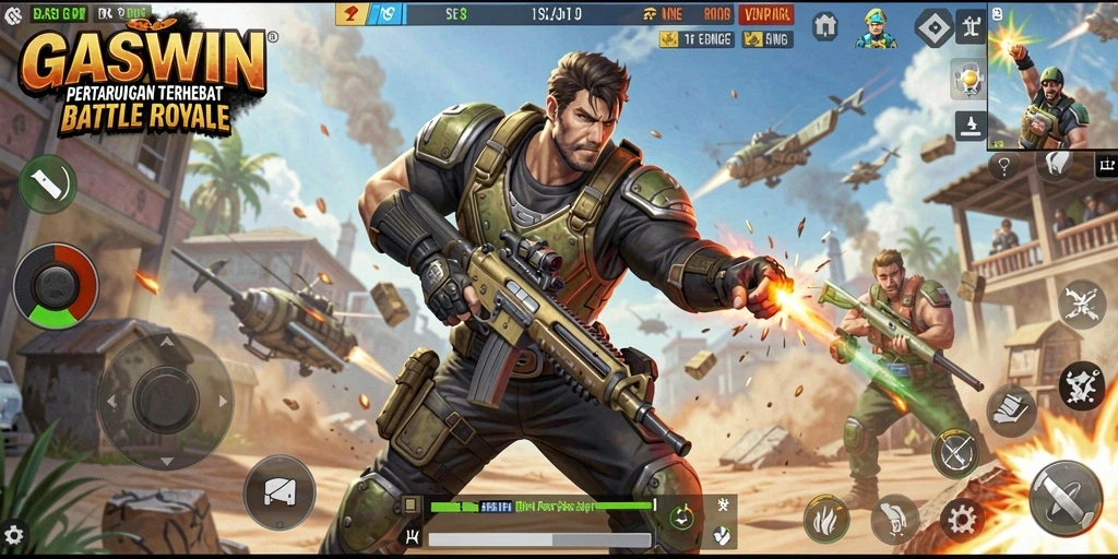 Tampilkan momen epik dalam gameplay Battle Royale GASWIN.