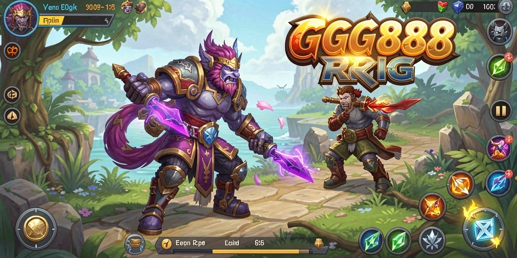 Screenshot GGG888 menampilkan aksi gameplay RPG yang mendebarkan.