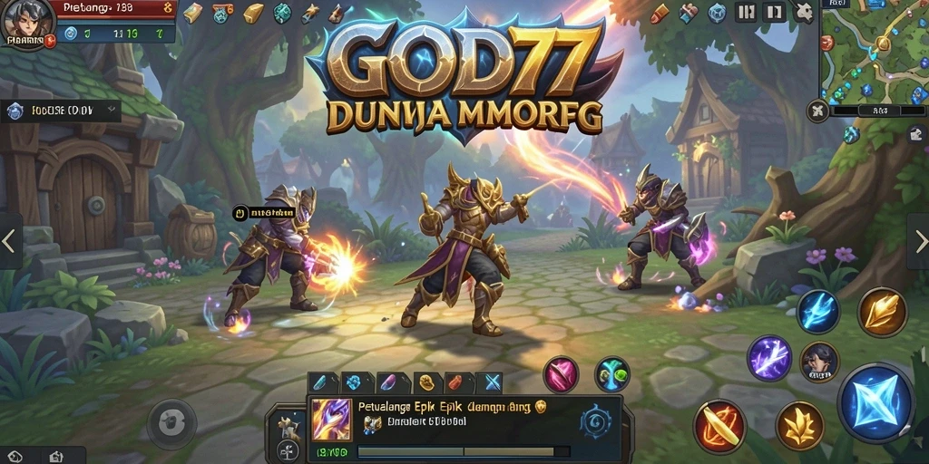 Screenshot gameplay GOD77 menampilkan aksi pejuang di medan perang.