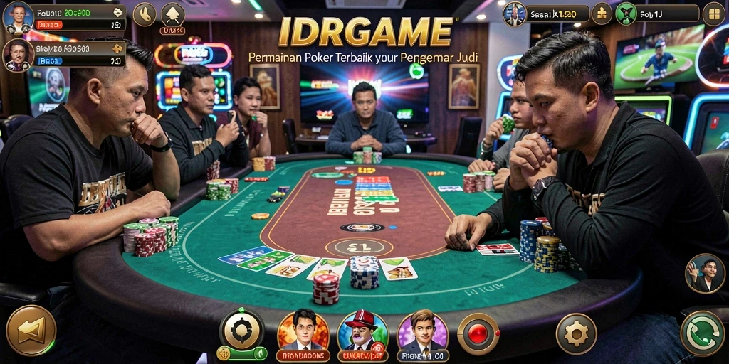 Tampilan gameplay IDRGAME yang seru dan menarik dalam permainan Poker.