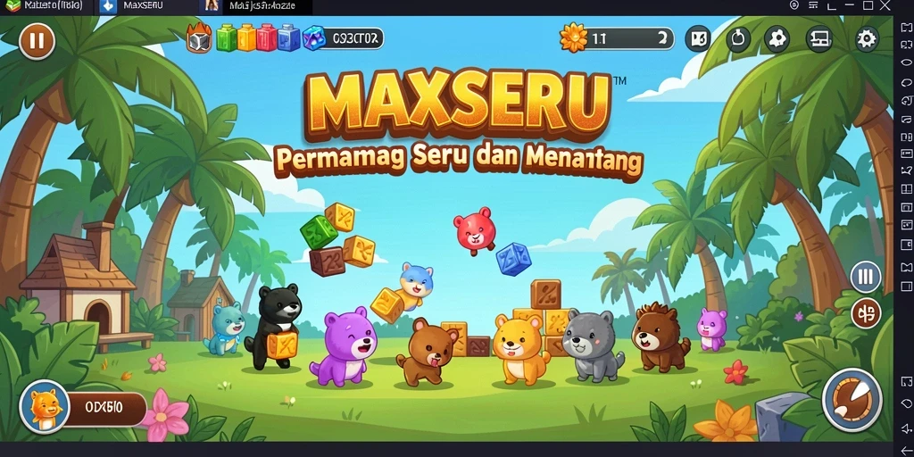 Tampilan gameplay utama <strong>MAXSERU</strong> menunjukkan tingkat keseruan Puzzle yang menantang.