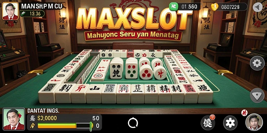 Tangkapan layar gameplay MAXSLOT menampilkan aksi menyusun ubin Mahjong.