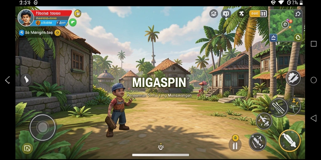 Screenshot <strong>MIGASPIN</strong> menunjukkan gameplay yang ceria dan menarik.