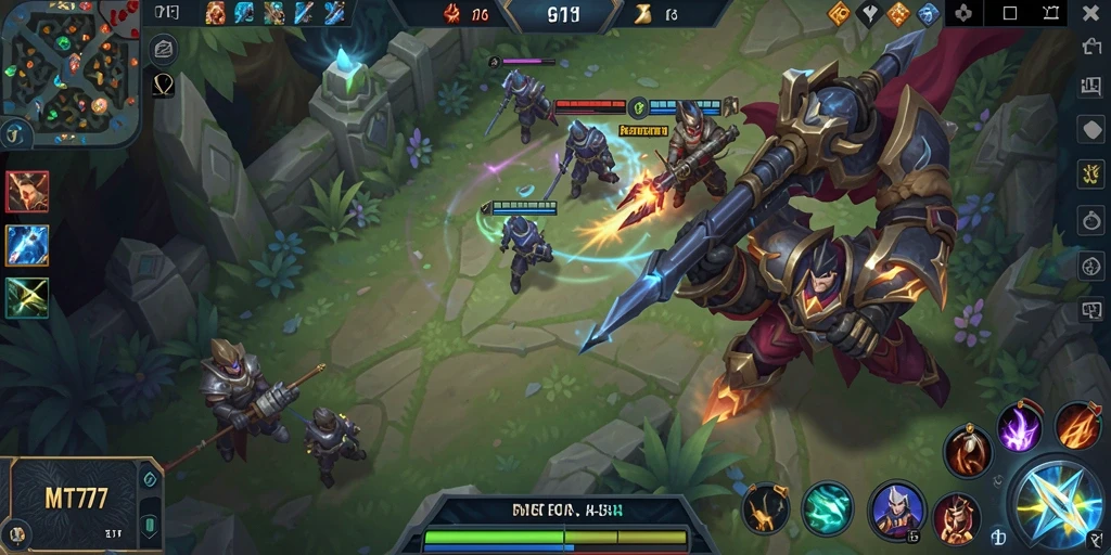 Tangkapan layar gameplay MT777 yang menunjukkan pertempuran seru dan strategi tim.