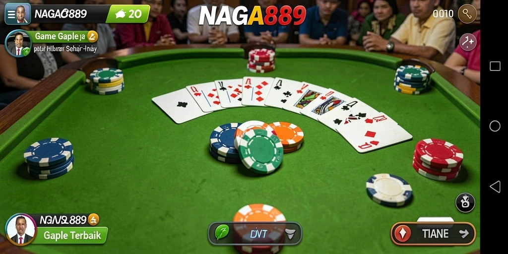 Tampilan gameplay seru dalam NAGA889 saat bermain Gaple.