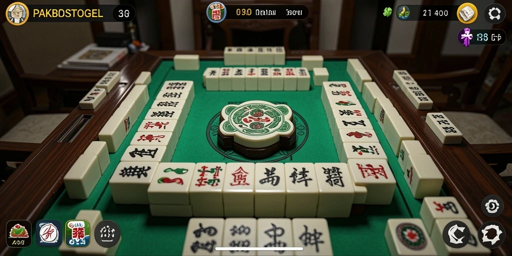 Tampilan gameplay PAKBOSTOGEL yang menarik dengan ubin Mahjong berwarna.