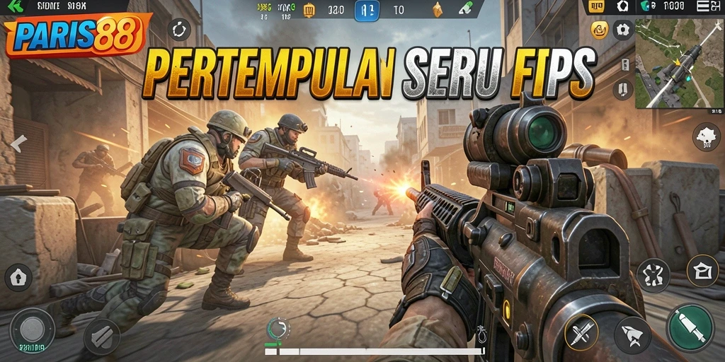 Tampilan menegangkan dari gameplay FPS PARIS88 dengan aksi yang intens.