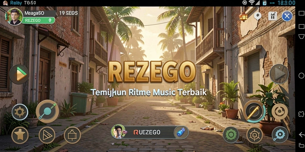 Tampilan gameplay interaktif dalam aplikasi musik REZEGO.