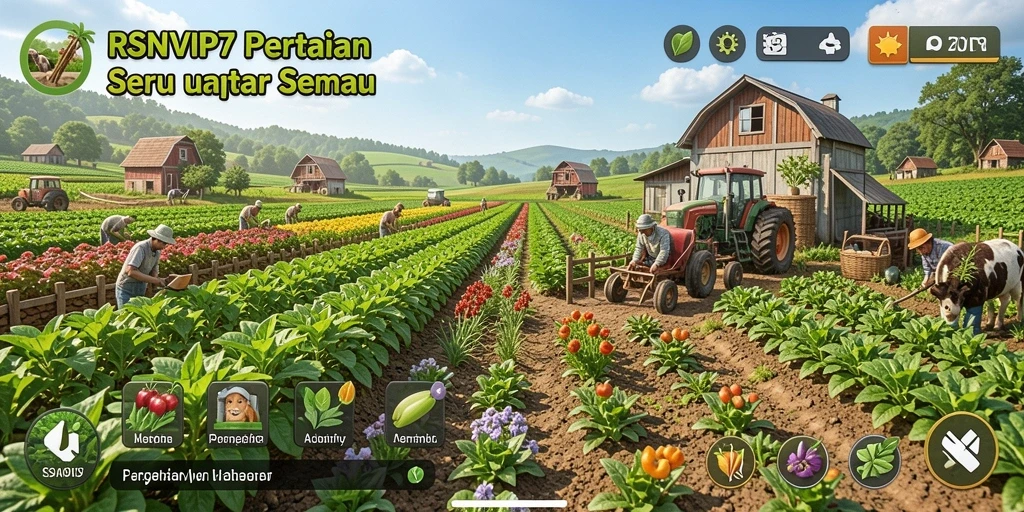 Tangkapan layar gameplay RSNVIP7 menampilkan aktivitas bertani yang menarik.