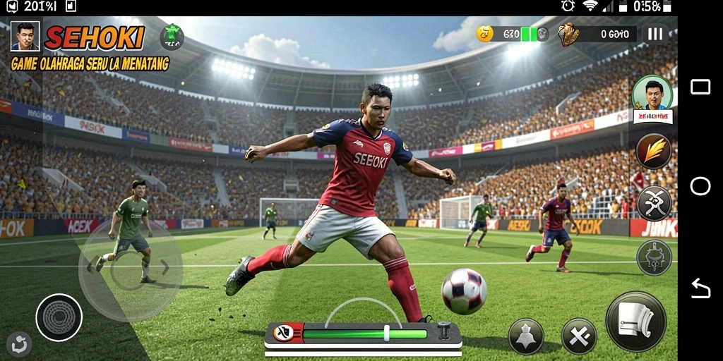Screenshot SEHOKI menampilkan pemain dalam aksi olahraga yang intens.