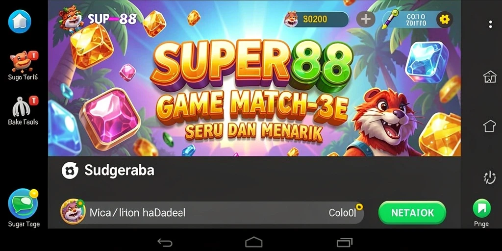 Tampilan gameplay seru dari SUPER88 dengan tantangan Match-3.