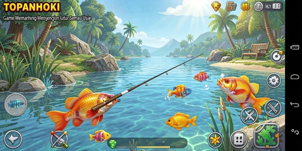 Tangkapan ikan yang realistis dalam gameplay memancing TOPANHOKI.